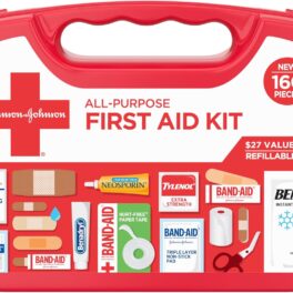 All-Purpose Portable Compact First Aid Kit for Minor Cuts, Scrapes, Sprains & Burns, Perfect for Home, Car, Travel, Camping Essentials & Outdoor Emergency Kit, 160 Piece